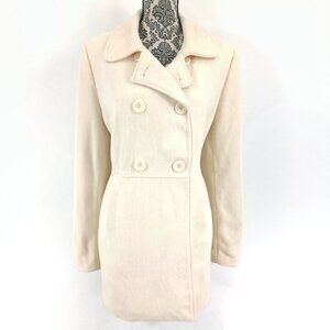 STYLE & CO Coat Pea Coat Double Breasted Cream Wool Blend XL